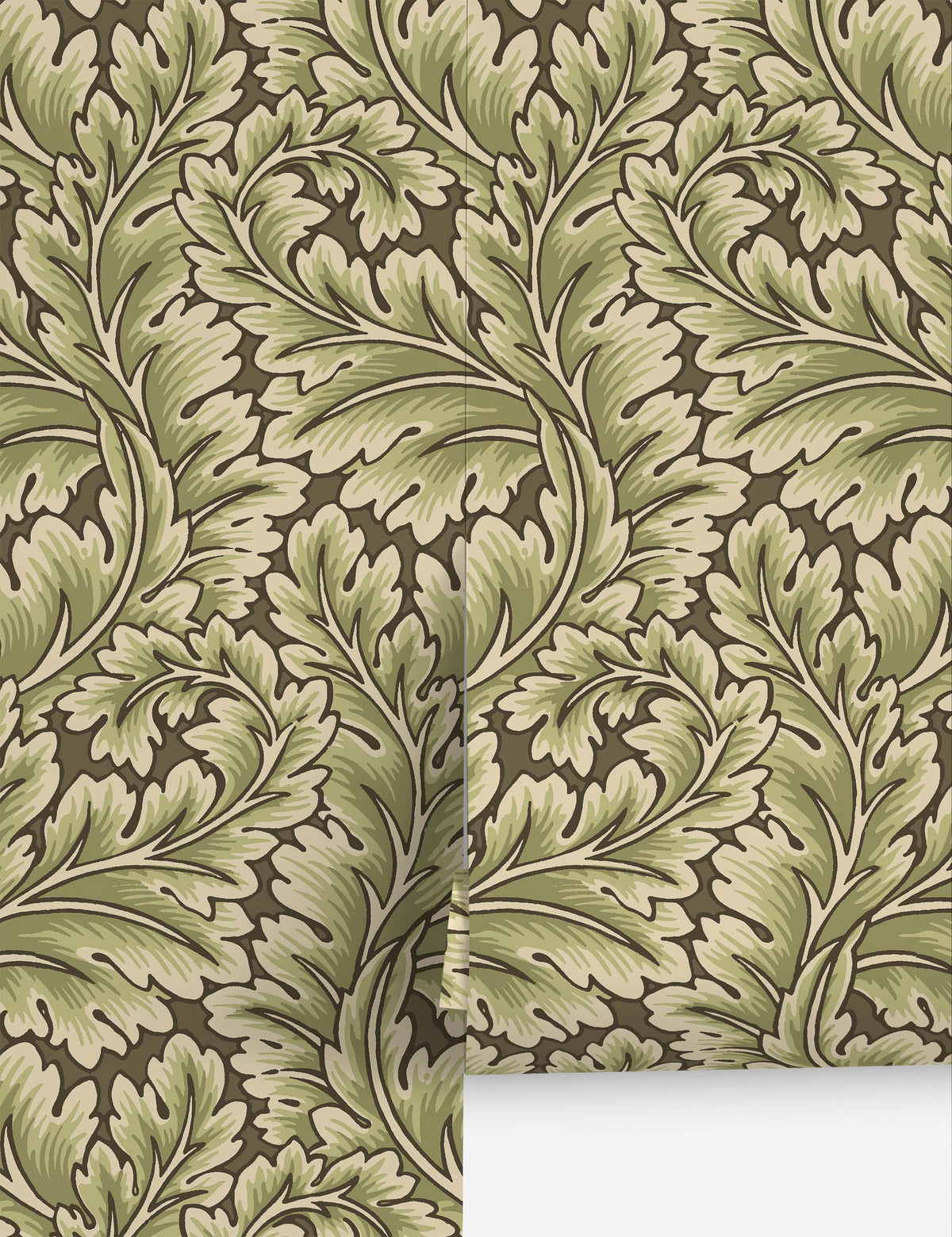 Parkrose Wallpaper, Moss - Swatch